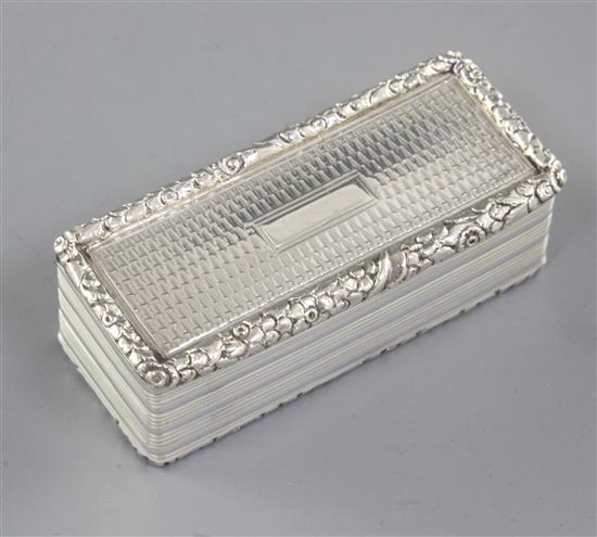 A William IV silver snuff box, by Edward Smith, Length 79mm Weight: 3oz/95grms.